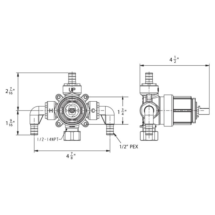 Shower rough-in valve